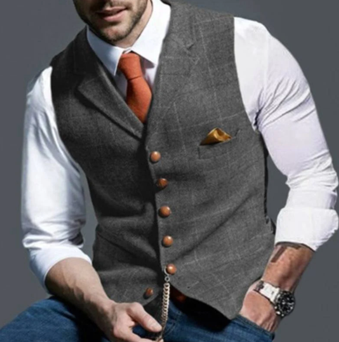Variant image for Heren Vest Geruit Wolmix Stijlvol Op Maatgemaakt-17