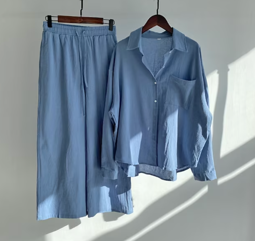 Variant image for Dames Tweedelige Set Stijlvol Linnen 2 Delige Set Dames Elegante Top en Broek-22