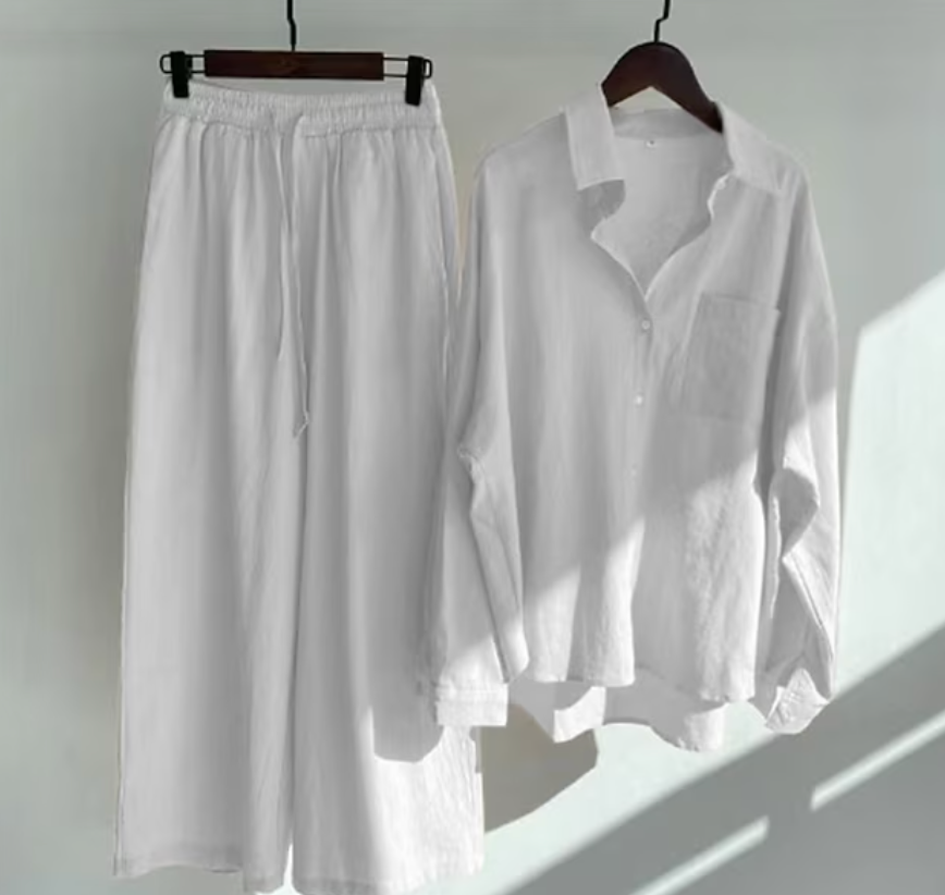 Variant image for Dames Tweedelige Set Stijlvol Linnen 2 Delige Set Dames Elegante Top en Broek-50