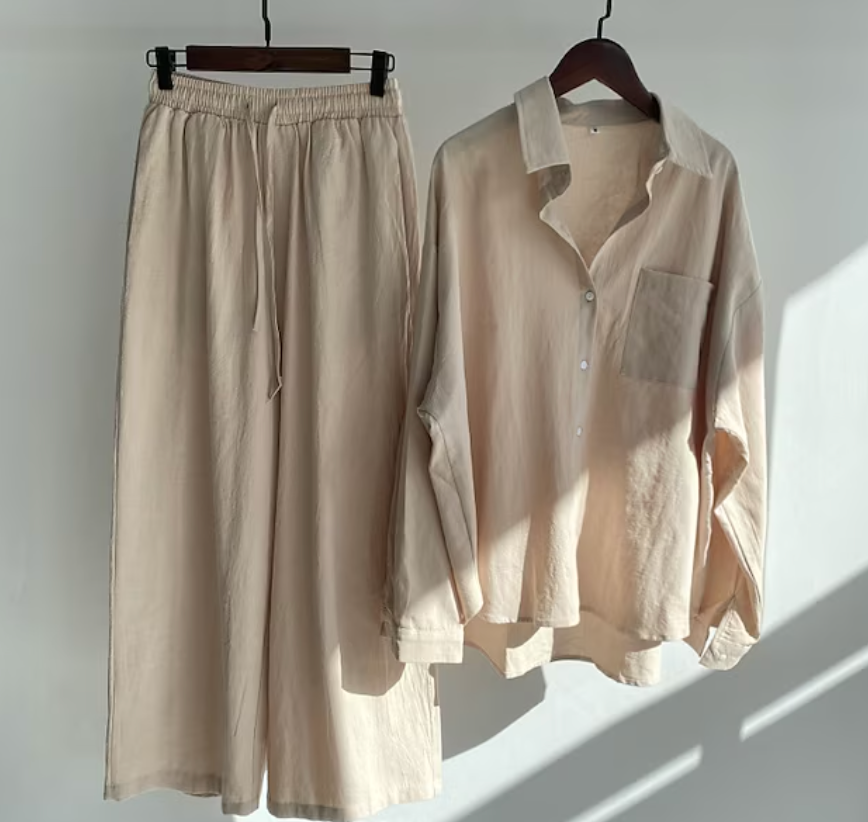 Variant image for Dames Tweedelige Set Stijlvol Linnen 2 Delige Set Dames Elegante Top en Broek-8