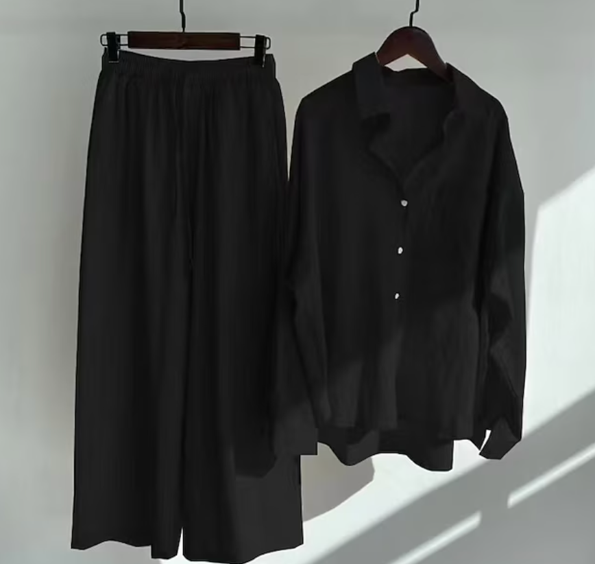 Variant image for Dames Tweedelige Set Stijlvol Linnen 2 Delige Set Dames Elegante Top en Broek-36