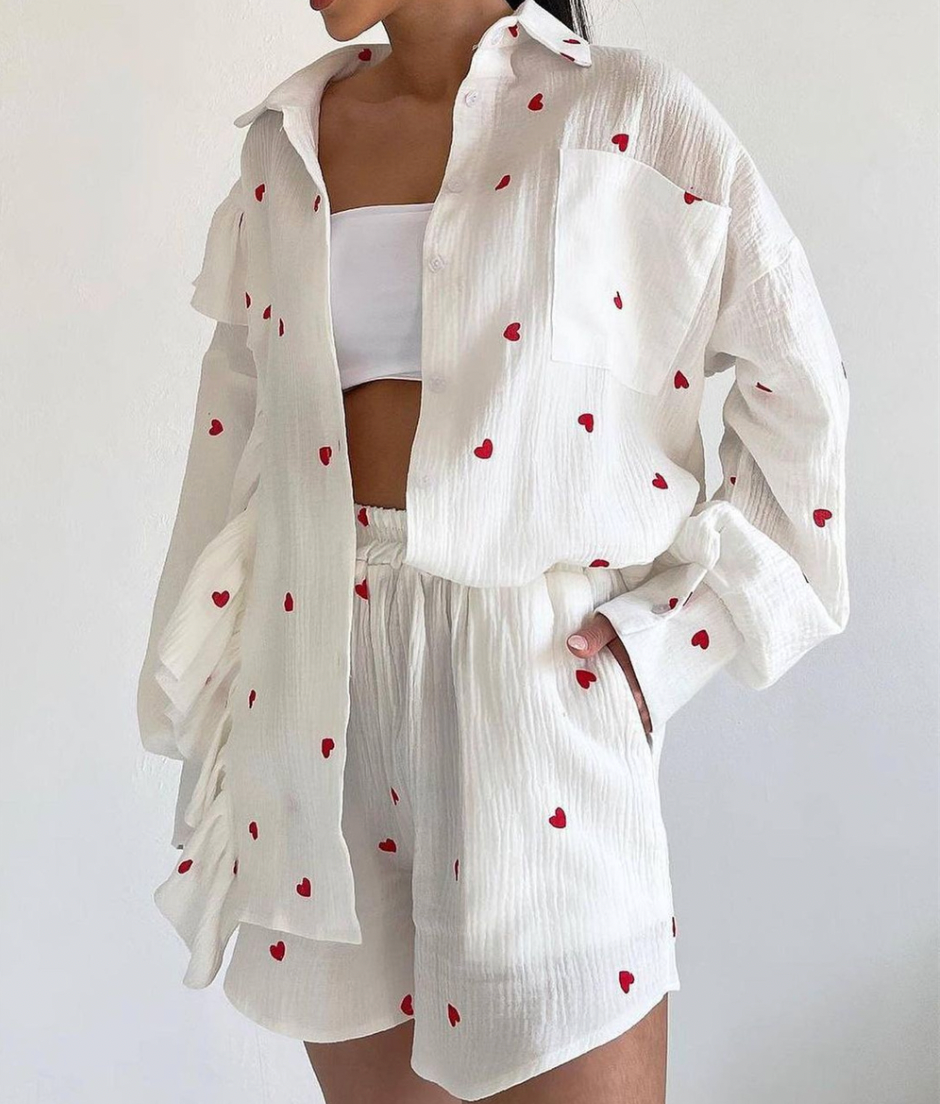 Variant image for Dames Set Comfy T-shirt en Shorts Katoenmix voor Casual en Trendy Look-1