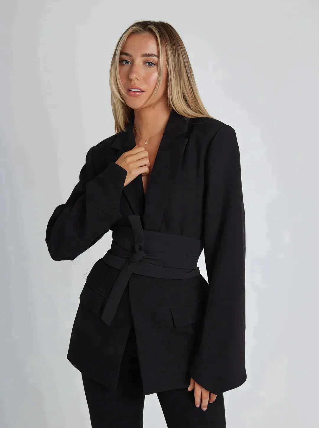 Variant image for Dames Blazer Wit Geknoopt Katoen Stijlvol-7