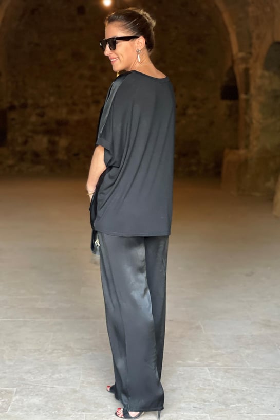 Dames Satijnen Jurk Set met Blouse en Broek, Luxe en Comfortabele Pasvorm-6