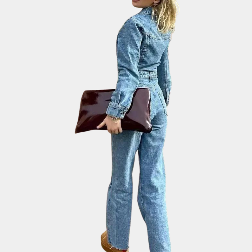 Dames Jumpsuit Spijker Denim Lange Mouwen Comfortabele Pasvorm-3