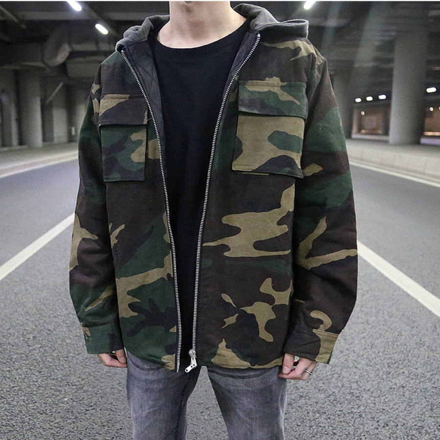 Heren Hoodie Camouflage Moderne Pasvorm 100% Katoen-1