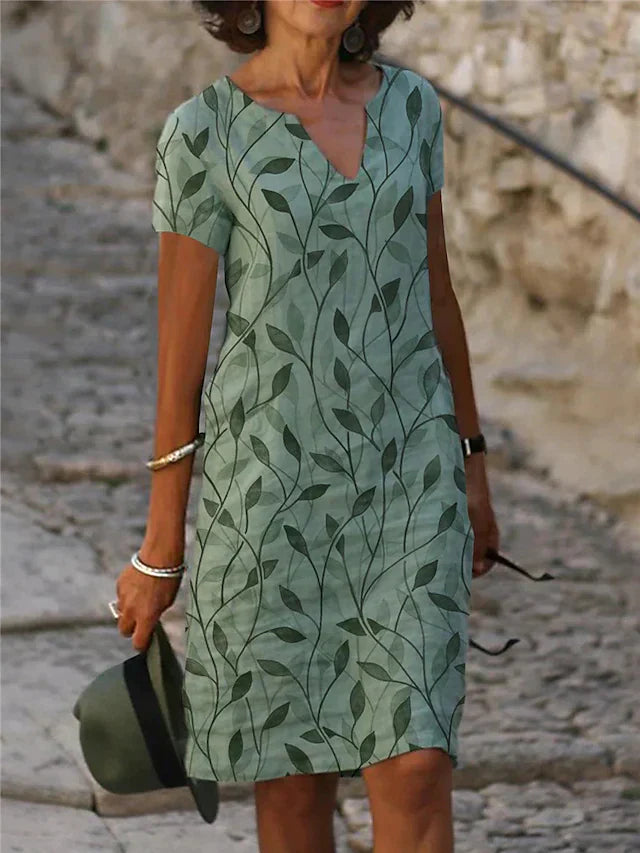 Variant image for Dames Midi Jurk Korte Mouwen Ademend Materiaal Zomer Kleding Stylish-2