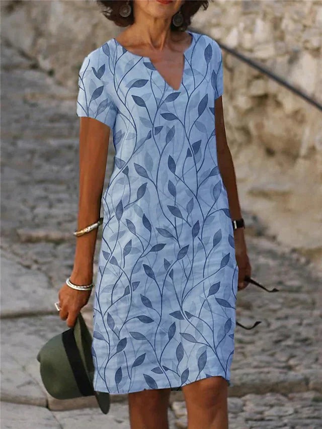 Dames Midi Jurk Korte Mouwen Ademend Materiaal Zomer Kleding Stylish-1