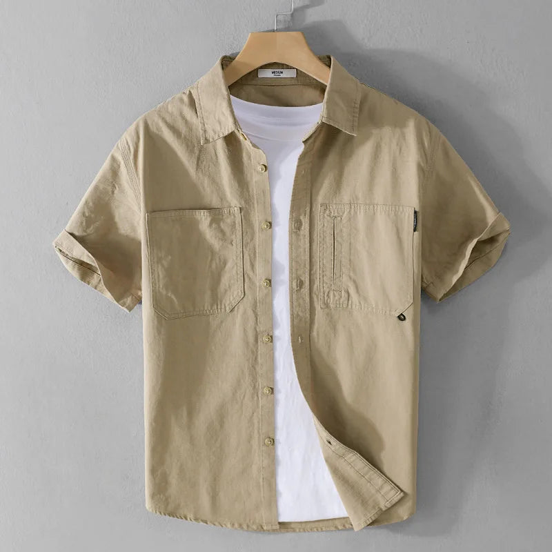 Heren Overhemd Casual Effen Katoen Ademend Regular Fit 1