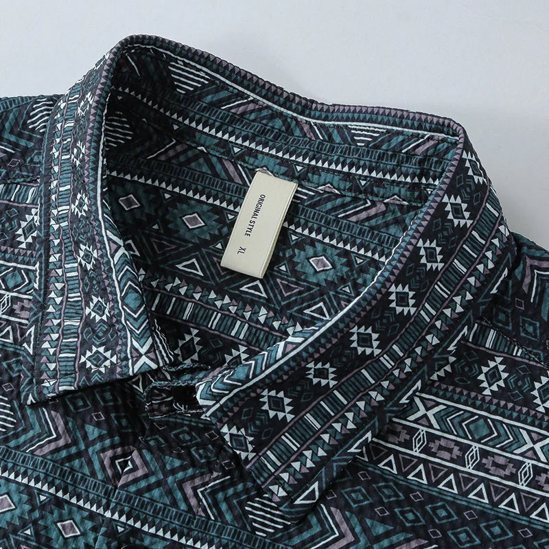 Heren Overhemd Vintage Bedrukt Katoenmix Comfortabel 5
