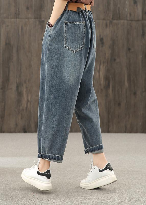 Casual Retro Denim Broek met Heldere Lijn Decoratie voor Dames 3