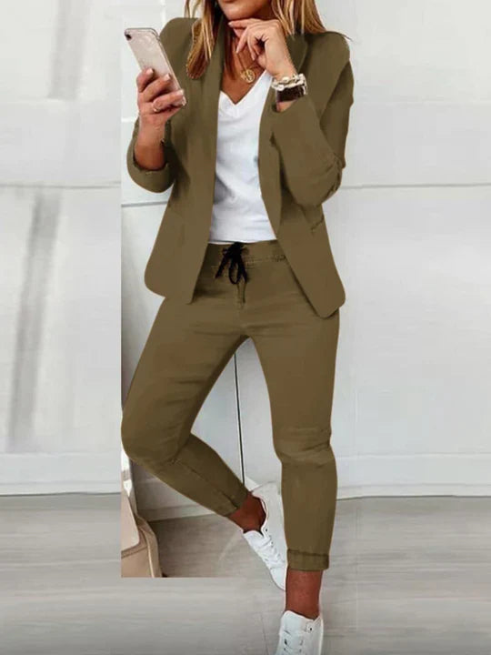 Dames Blazer en Broek Set Elegante Stijl Luxe Materialen-1