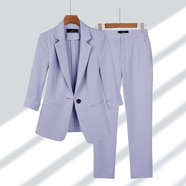 Variant image for Tweedelige Set Dames Blazer en Broek Elegante Pasvorm Hoogwaardige Stofmix-25