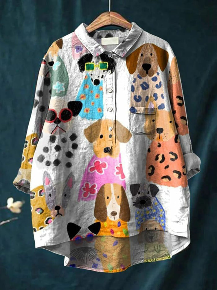Damesblouse met speelse print, zacht en lichtgewicht