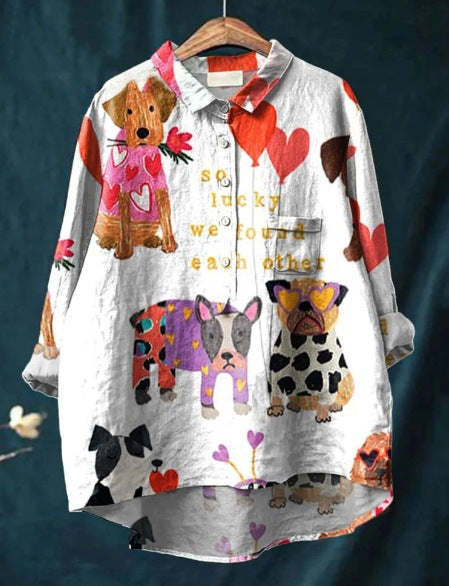 Damesblouse met speelse print, zacht en lichtgewicht