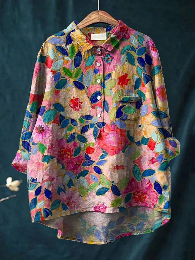 Damesblouse met speelse print, zacht en lichtgewicht