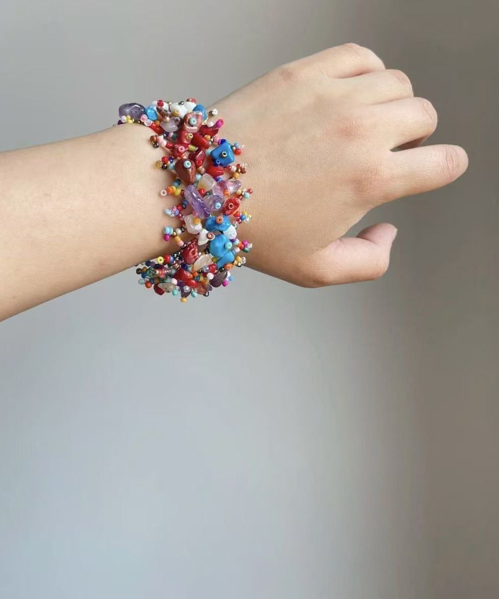Dames Armband Asymmetrisch Geweven Regenboog Design 0