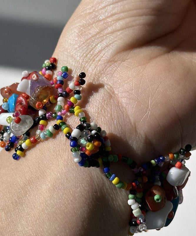 Dames Armband Asymmetrisch Geweven Regenboog Design 2