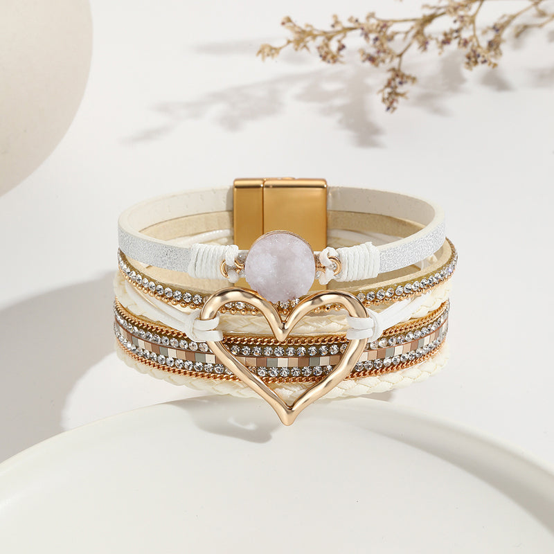 Dames Armband Boho met Uniek Hartpatroon en Strass 10