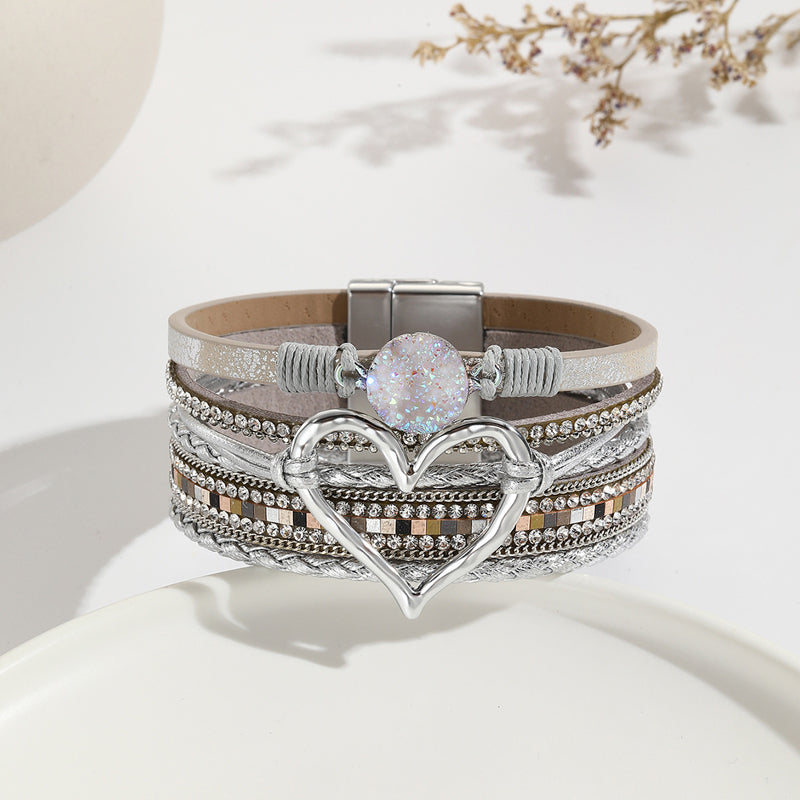 Dames Armband Boho met Uniek Hartpatroon en Strass 12