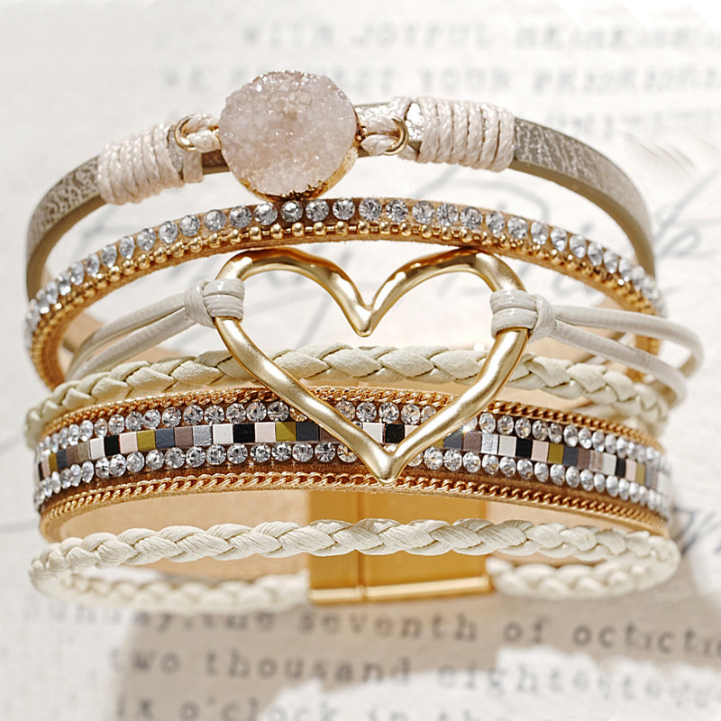 Dames Armband Boho met Uniek Hartpatroon en Strass 1