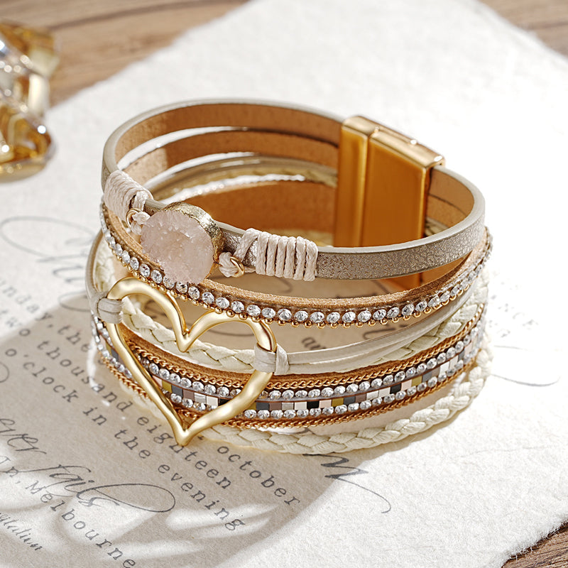 Dames Armband Boho met Uniek Hartpatroon en Strass 3