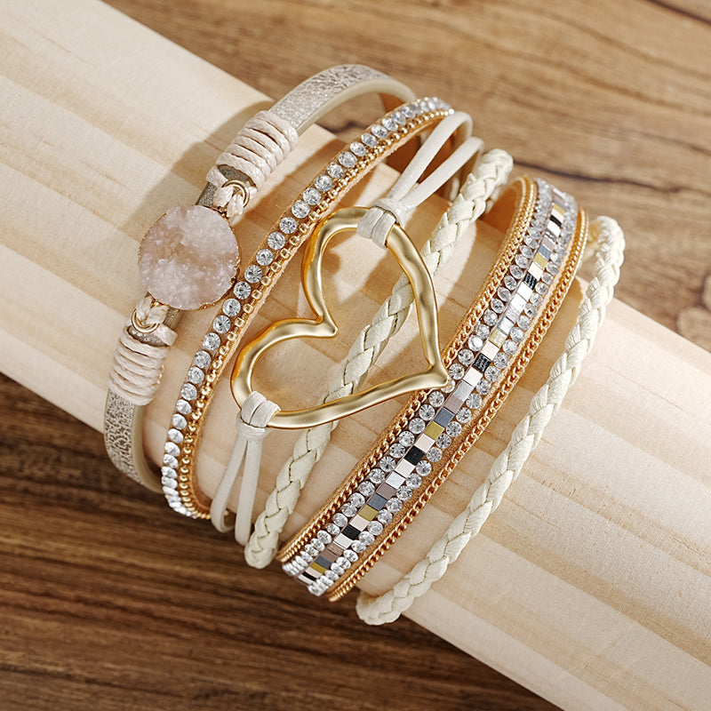 Dames Armband Boho met Uniek Hartpatroon en Strass 4