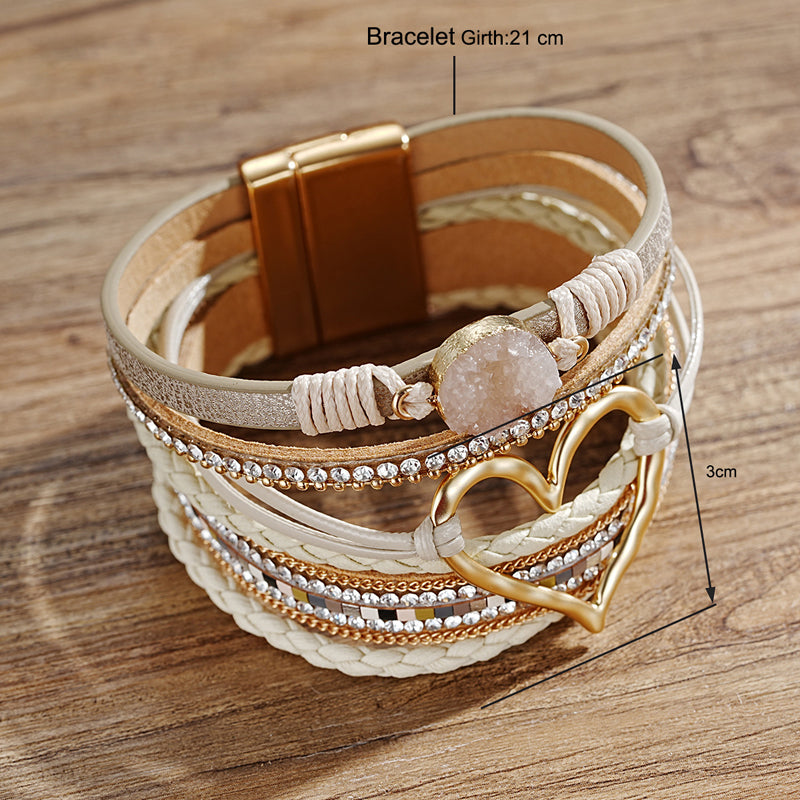 Dames Armband Boho met Uniek Hartpatroon en Strass 5