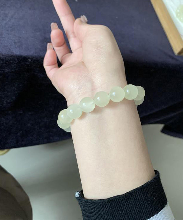 Dames Armband Jade Kralen Transparant Met Kattenoog Accent 3