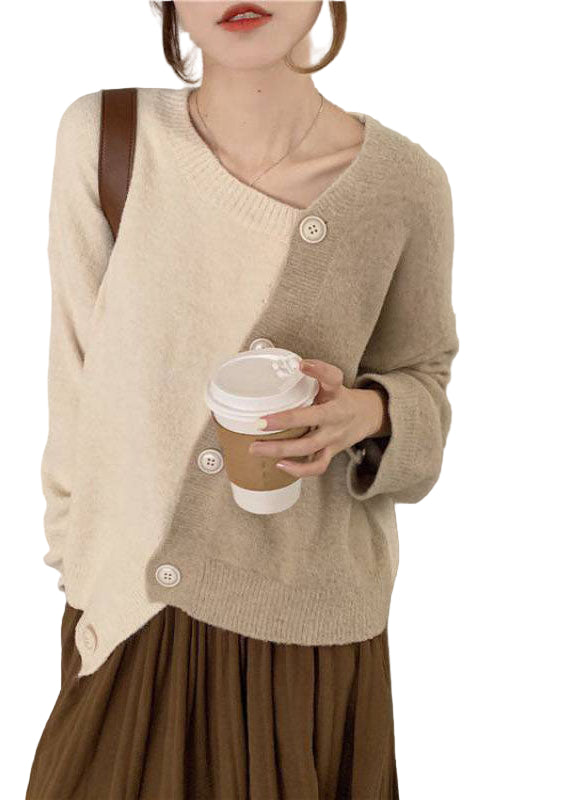 Dames Asymmetrische Gebreide Trui met Knopen 3