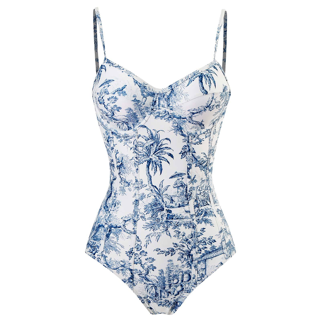 Dames Badpak Tropische Print met Omslagdoek voor Strand en Zwembad 1