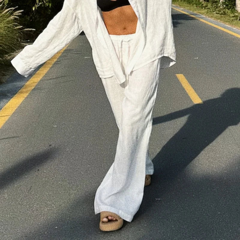 Dames Baggy Broek Hoge Taille Katoen Linnen Casual Streetwear 1