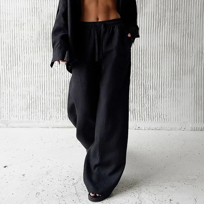 Dames Baggy Broek Hoge Taille Katoen Linnen Casual Streetwear 3