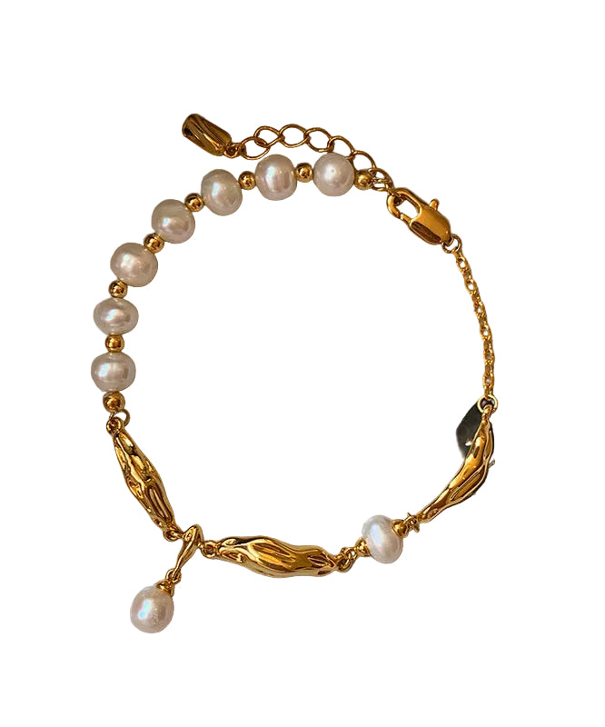 Dames Bedelarmband Met Parel en Metalen Accenten 0