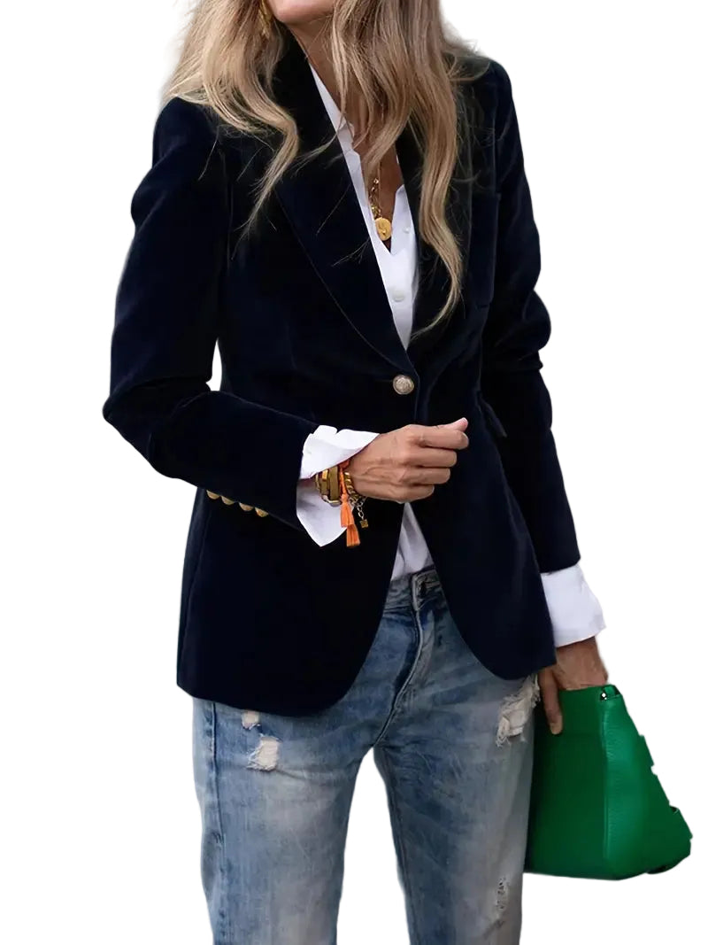 Dames Blazer Fluwelen Tijdloos Chic 0