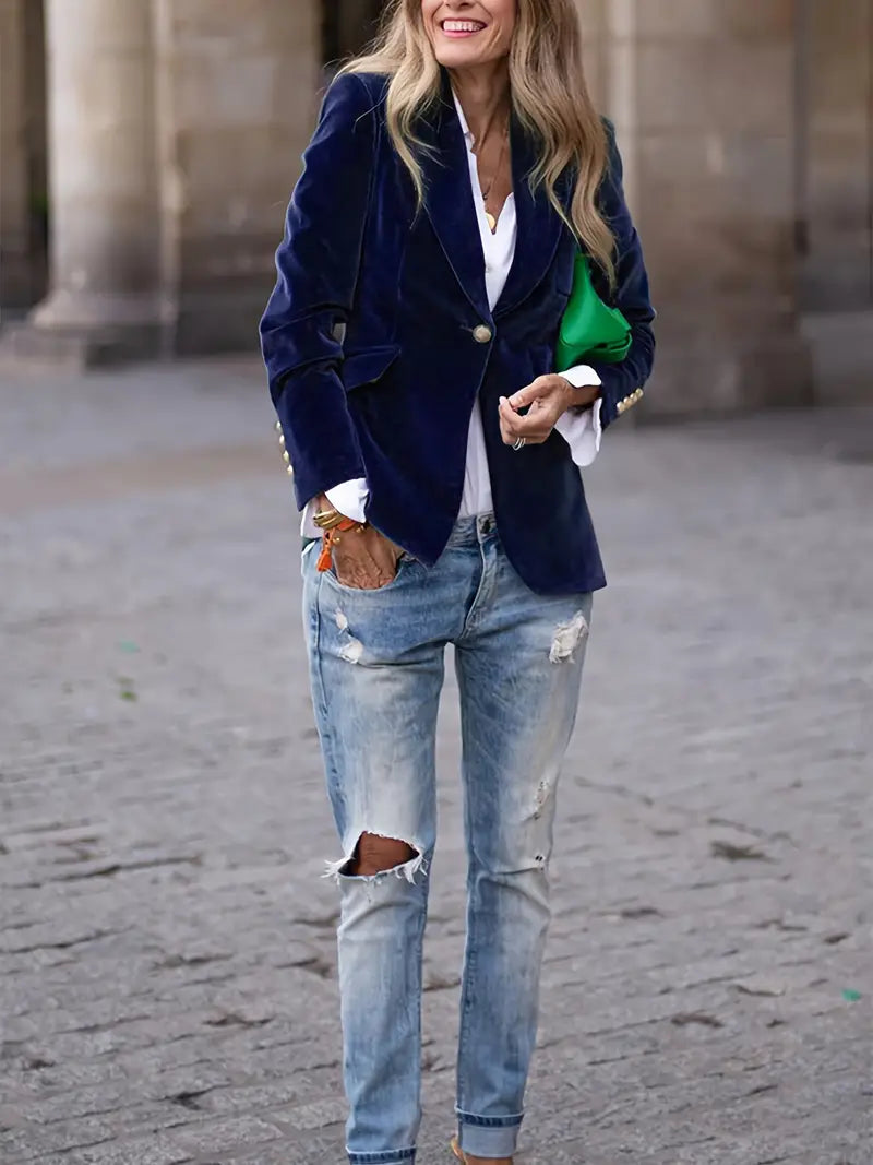 Dames Blazer Fluwelen Tijdloos Chic 7