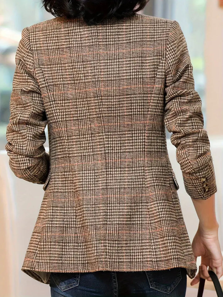 Dames Blazer Geruit Met Revers 2