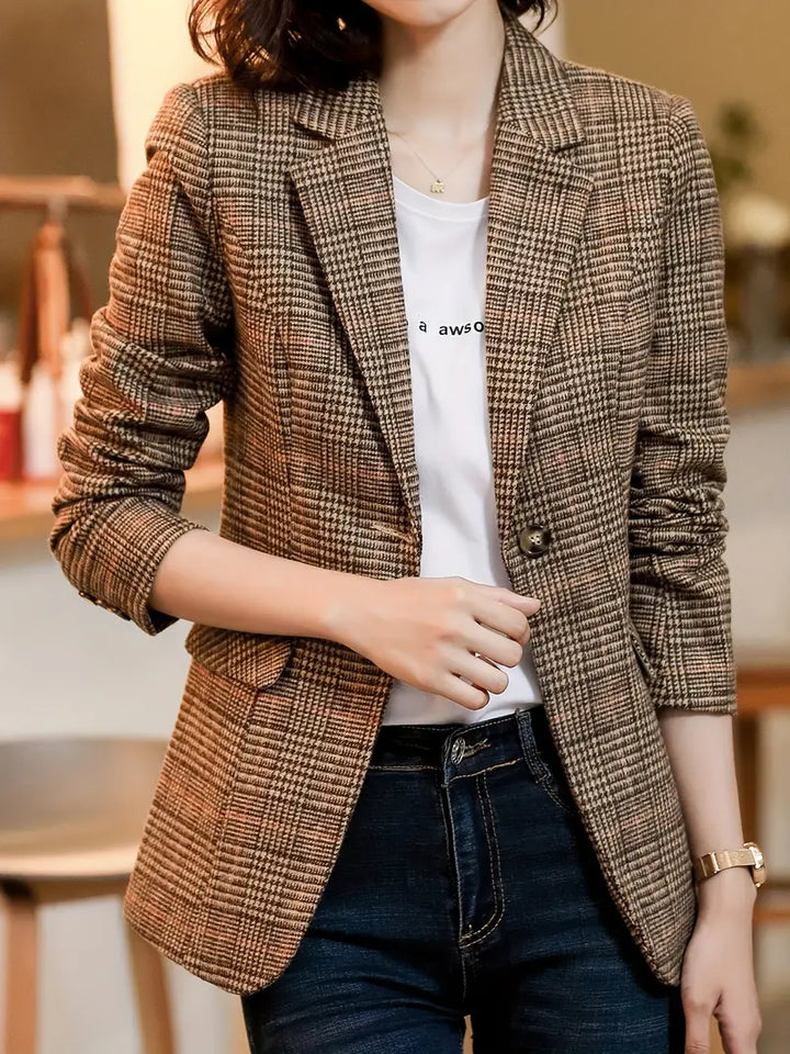 Dames Blazer Geruit Met Revers 4