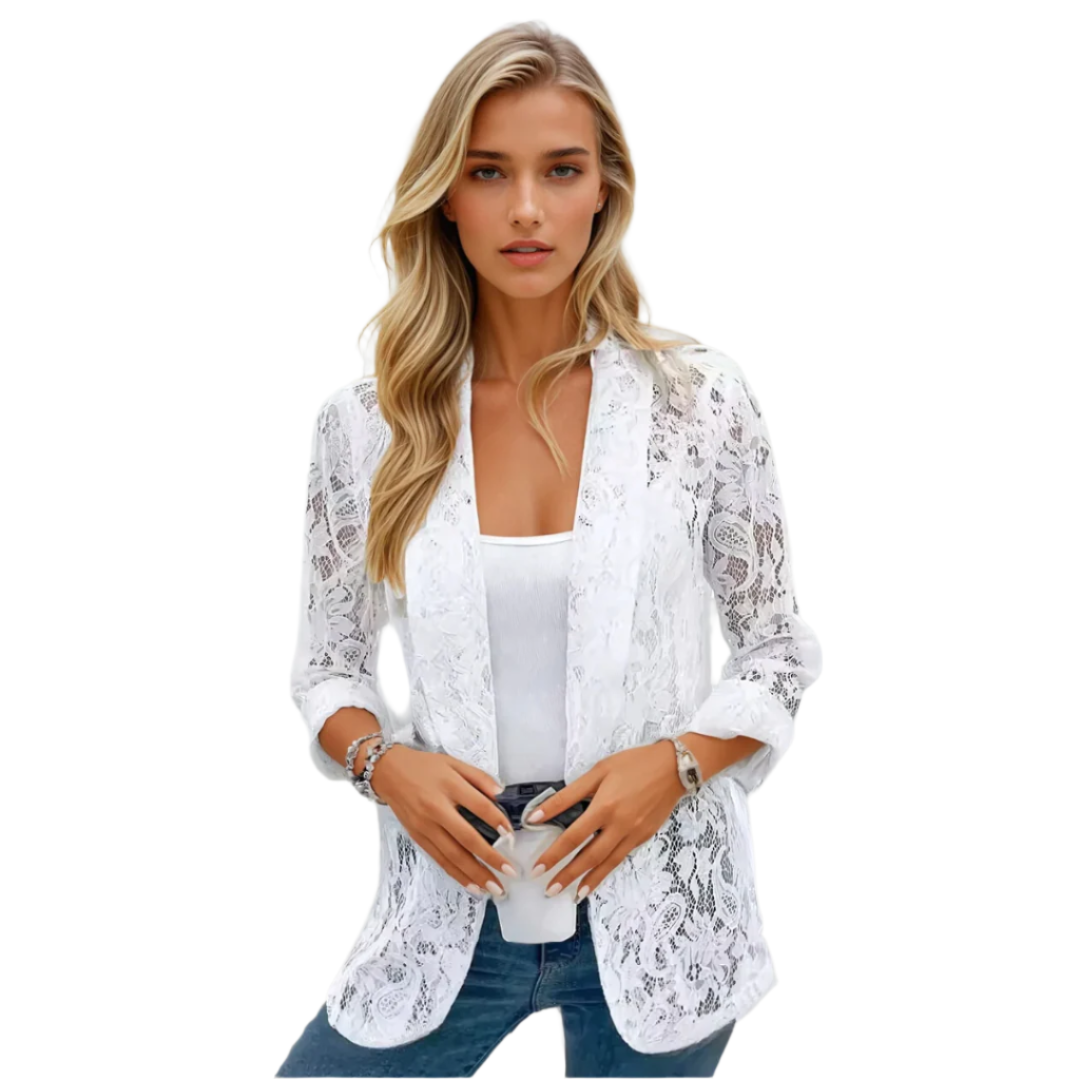Dames Blazer Kant Tailored Fit Lichtgewicht Ademend 0