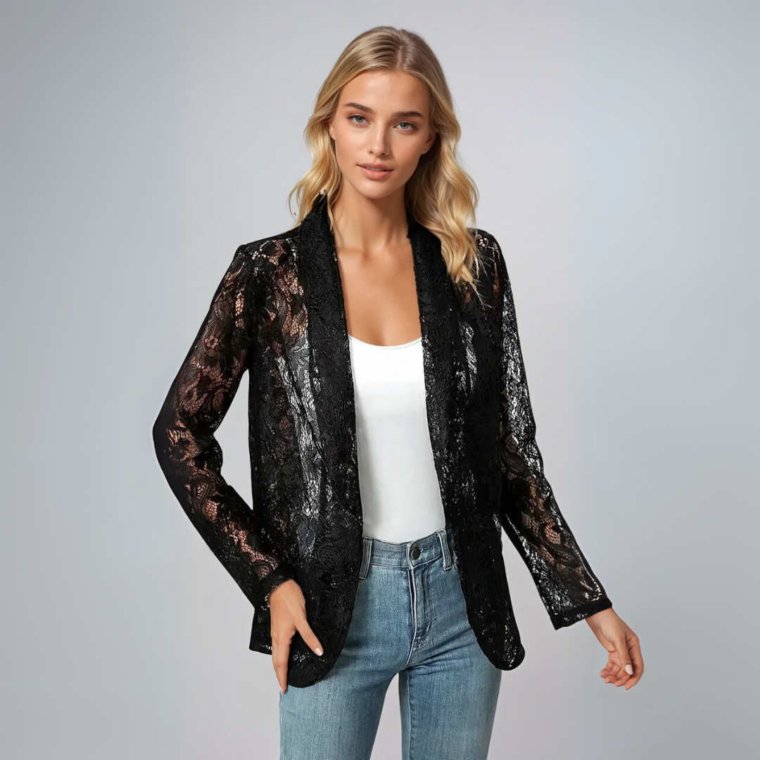 Dames Blazer Kant Tailored Fit Lichtgewicht Ademend 1