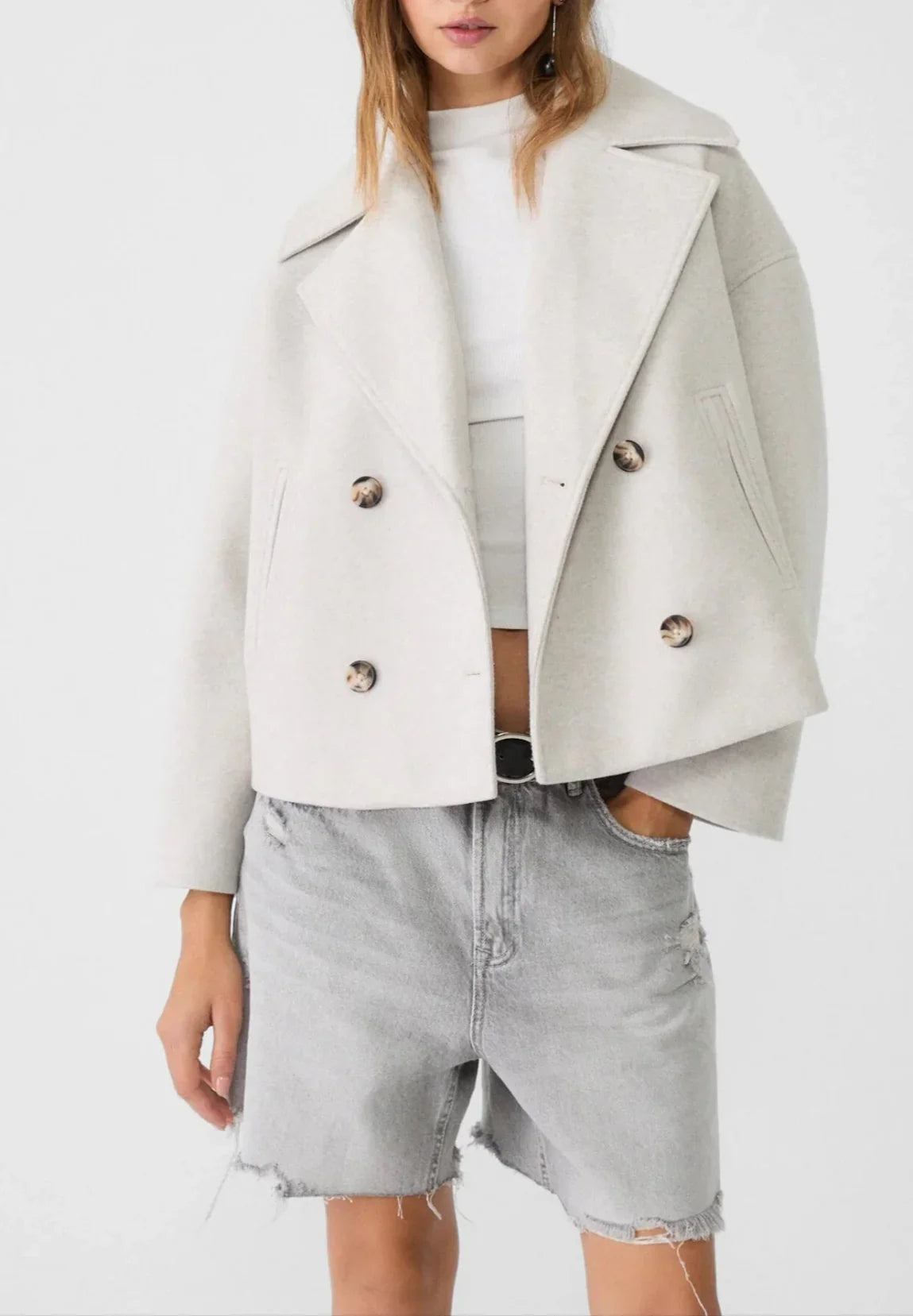 Dames Blazer Korte Pasvorm Met Dubbele Rij Knopen 1