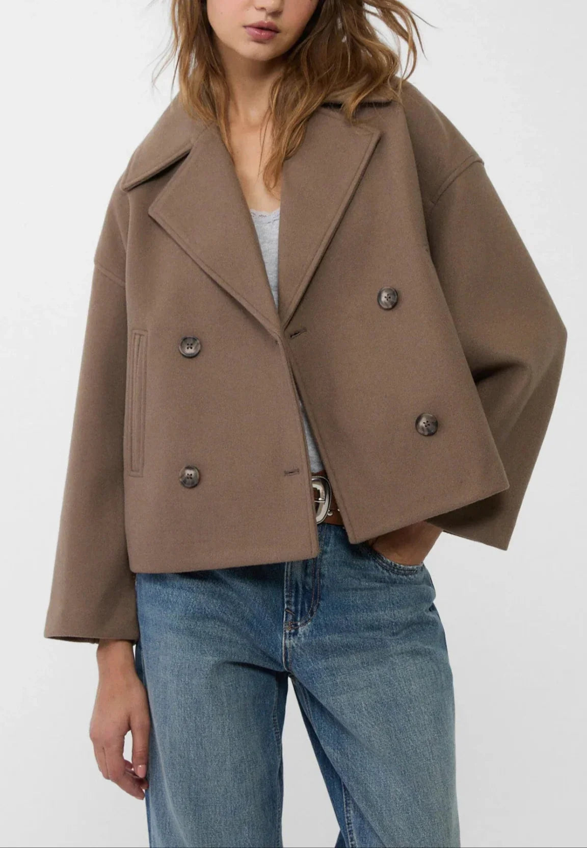 Dames Blazer Korte Pasvorm Met Dubbele Rij Knopen 5