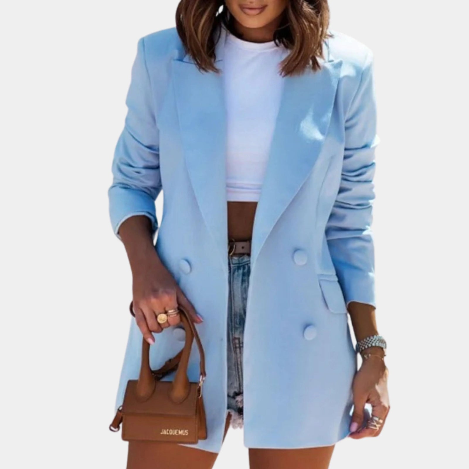 Dames Blazer Lang Met Dubbele Knoopsluiting 1