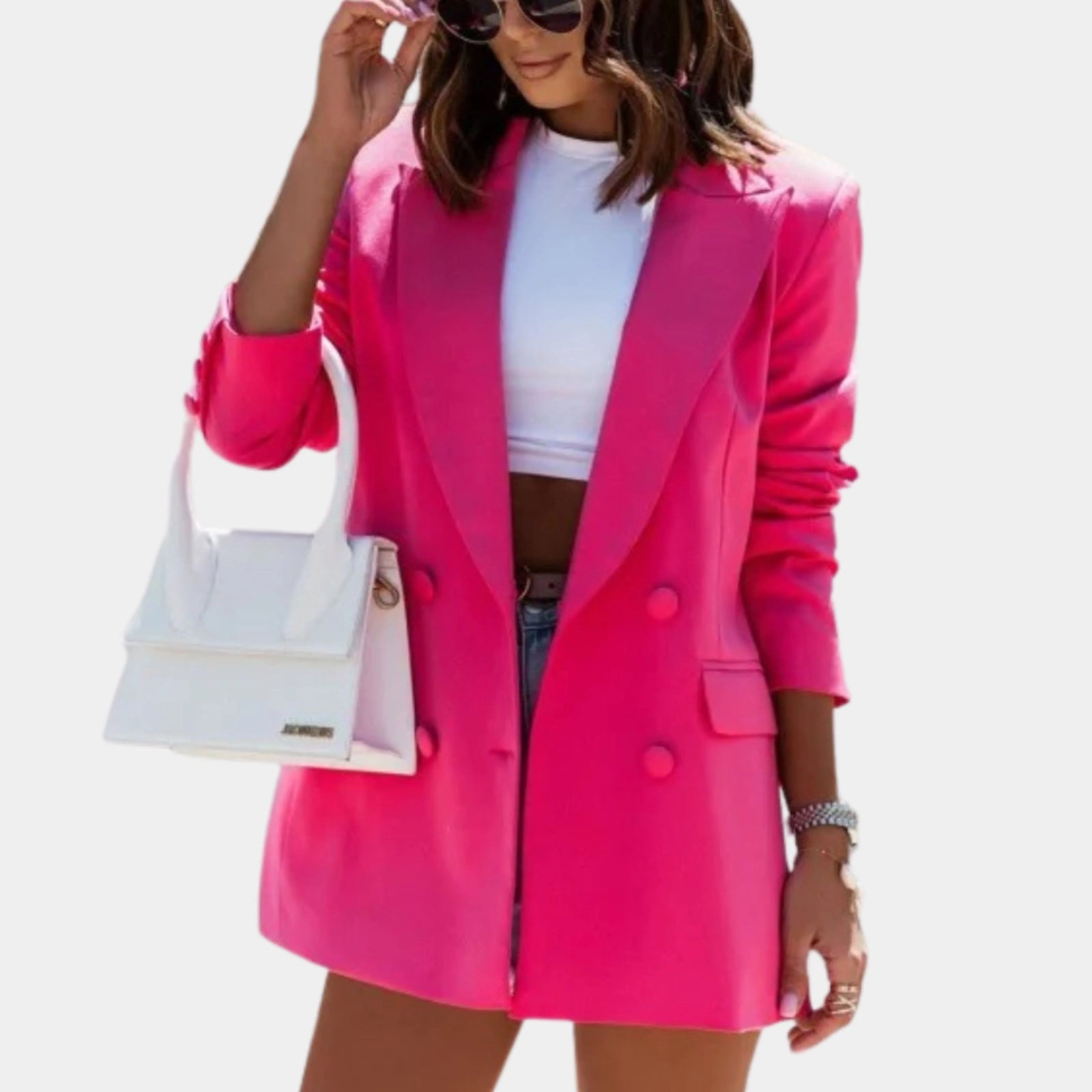 Dames Blazer Lang Met Dubbele Knoopsluiting 2