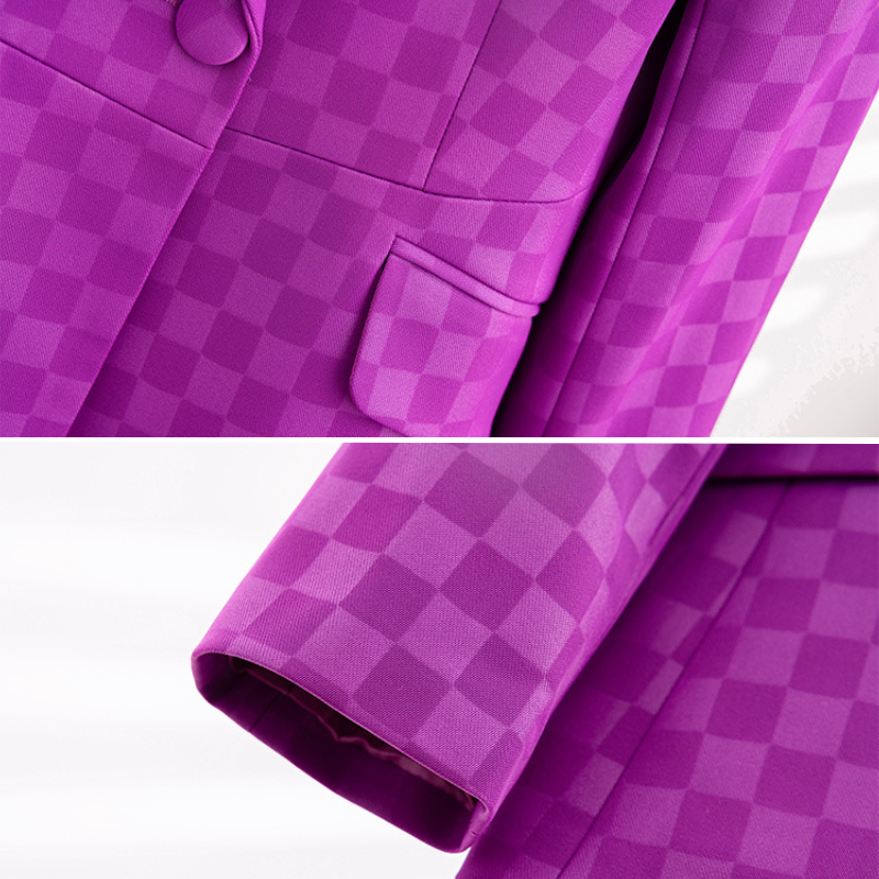 Dames Blazer Met Ruitpatroon Elegante Acetaat-Spandex 4