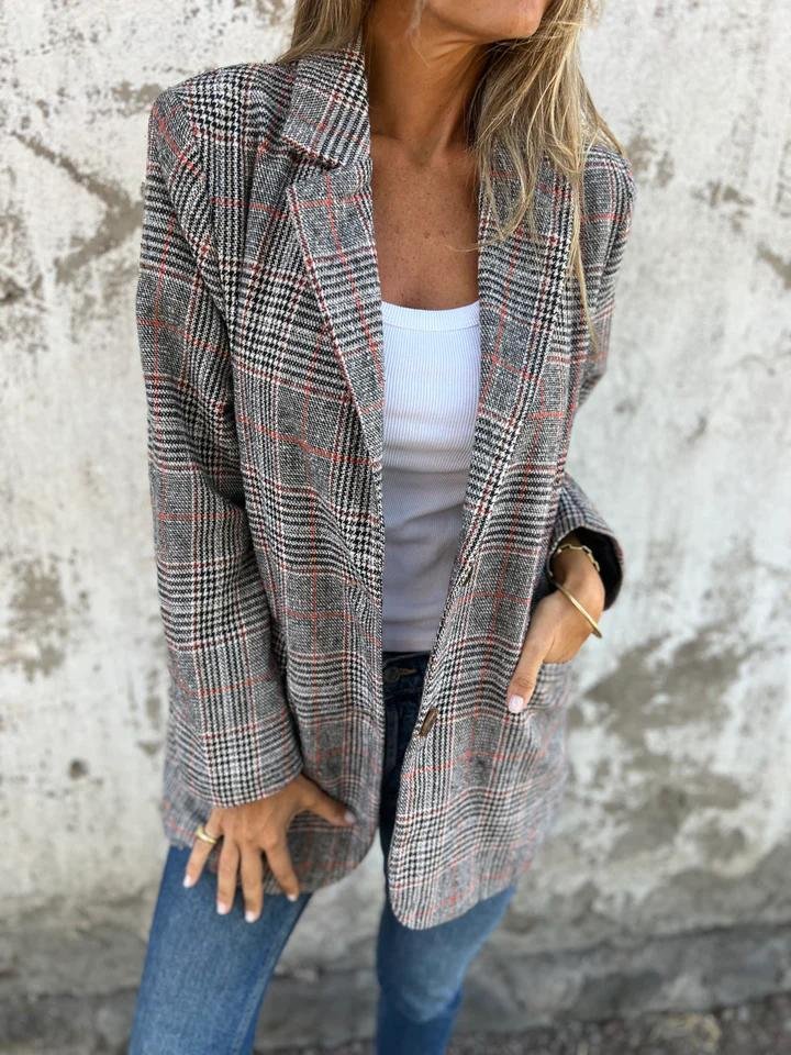 Dames Blazer Met Ruitpatroon Voorjaar Stijlvol 2