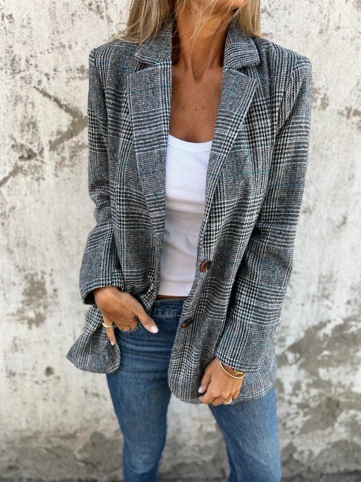 Dames Blazer Met Ruitpatroon Voorjaar Stijlvol 3