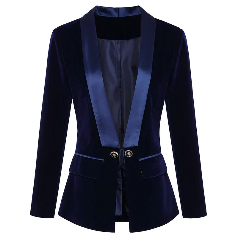 Dames Blazer Met Satijnen Revers 2