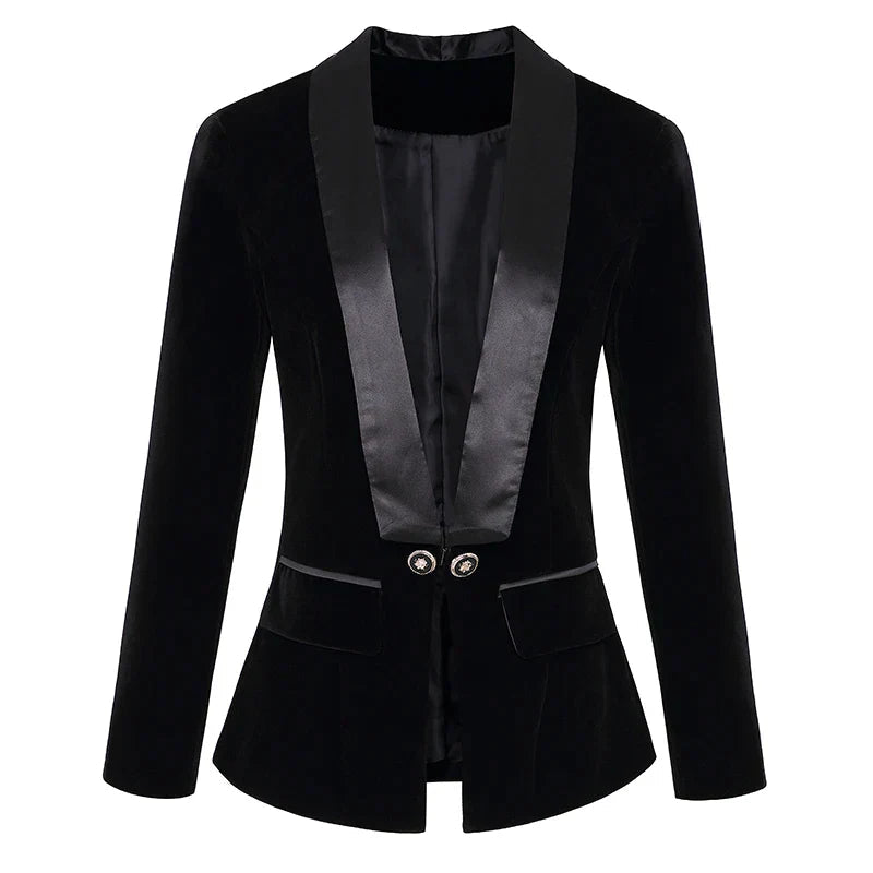 Dames Blazer Met Satijnen Revers 7