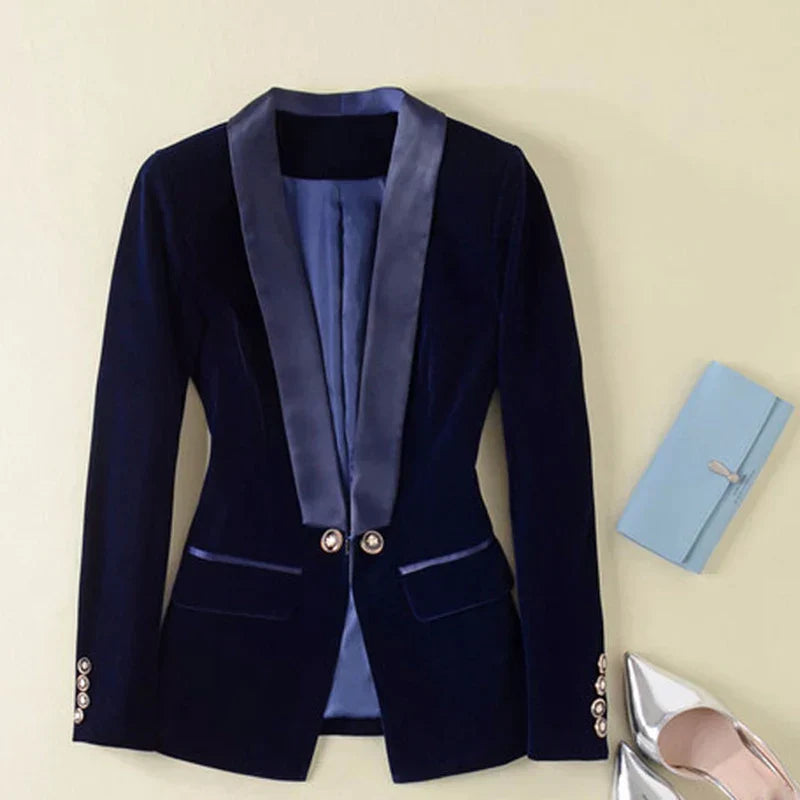 Dames Blazer Met Satijnen Revers 8